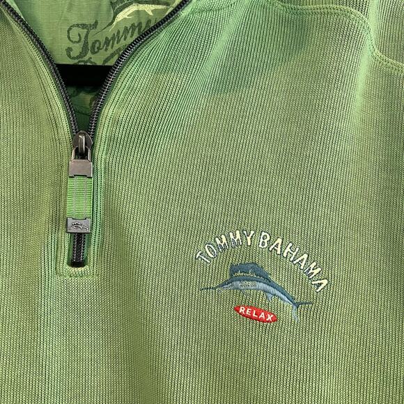 Tommy Bahama Men's Relaxed Fit Quarter Zip Pullover in Green Size‎ M - Picture 4 of 9